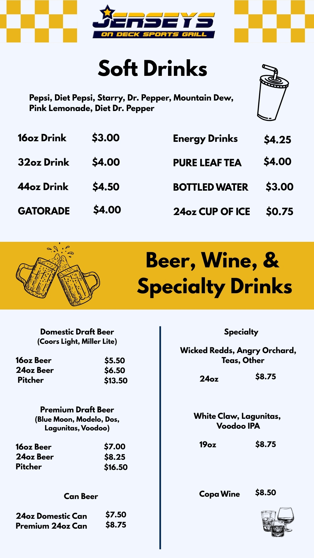 Jerseys On Deck Sports Grill - Drink Menu